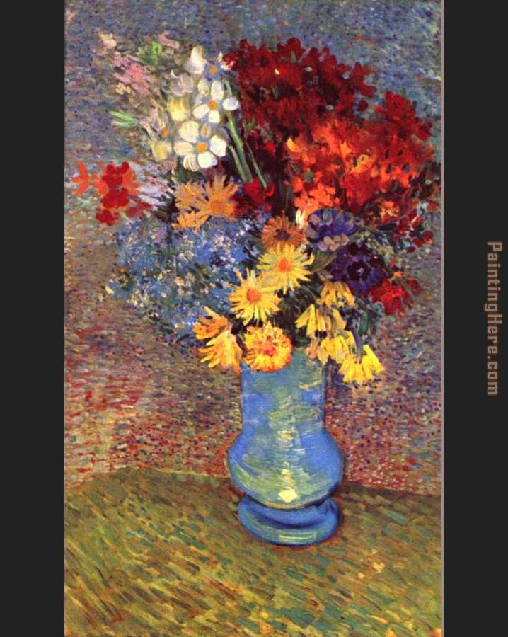 Still life with a vase margin rites and anemones painting - Vincent van Gogh Still life with a vase margin rites and anemones art painting